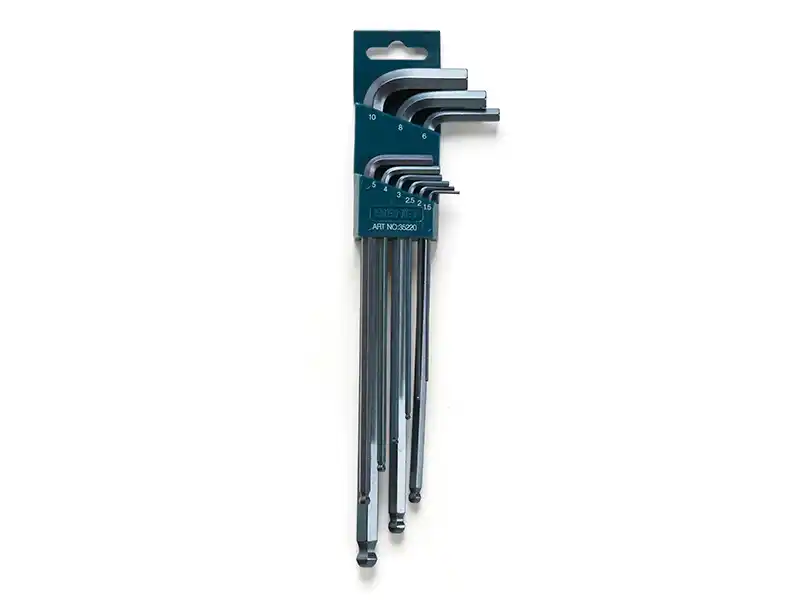 9 pcs Ball-Hex Key Set, Extra Long, Sputtering Finish, Metric