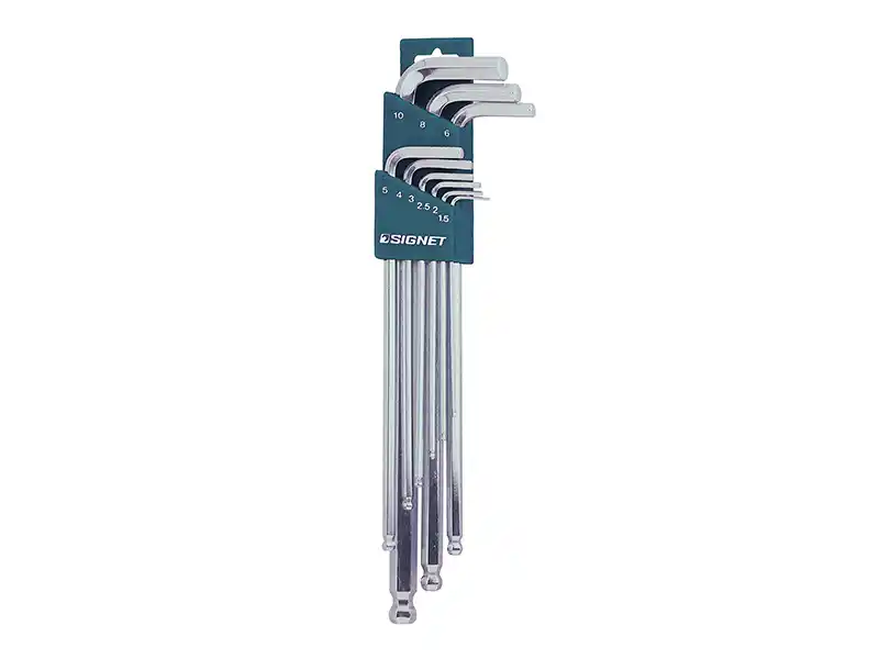 9 pcs Ball-Hex Key Set, Extra Long, Metric