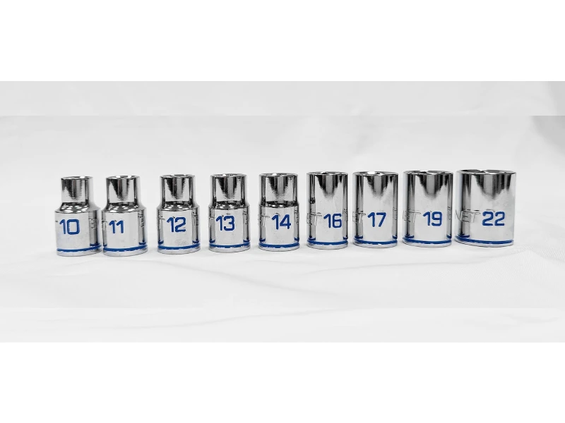 1/2" 驅動 9件式短套筒組（10、11、12、13、14、16、17、19、22 mm）
