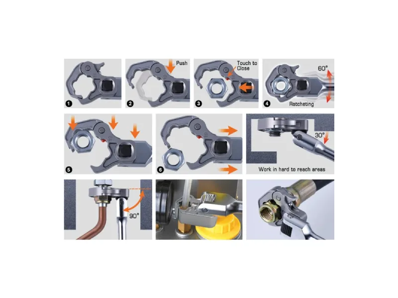 5 pcs Quick Clamp Ratcheting Open End Set