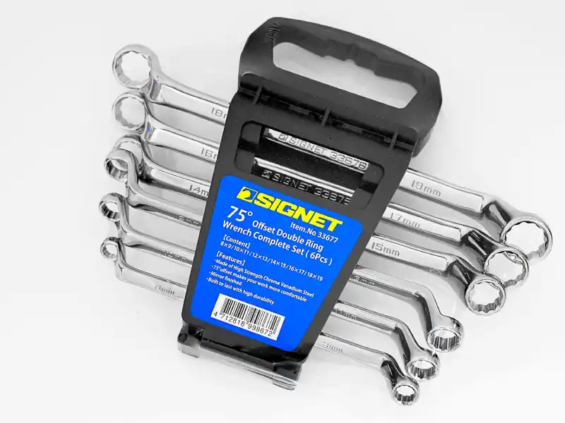 6 pcs 75 Degree Offset Double Ring Wrench Set (Size: 8x9, 10x11, 12x13, 14x15, 16x17, 18x19mm)