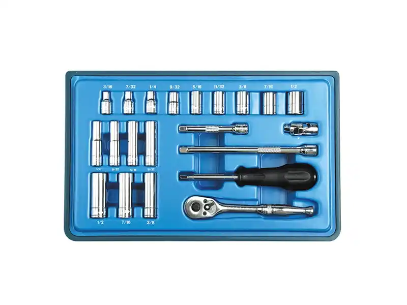 Jeu de douilles à prise 1/4", 21 pièces, SAE