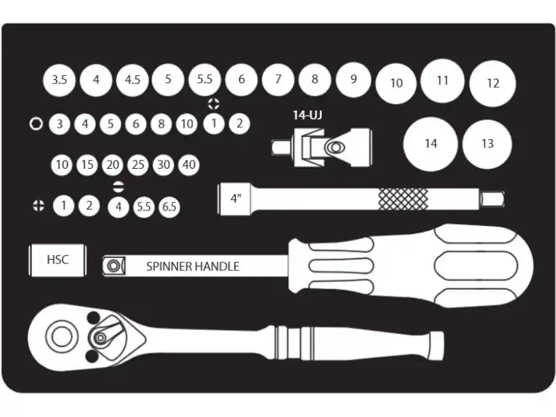 1/4" Dr. 38 pcs Bit & Socket Set, Metric