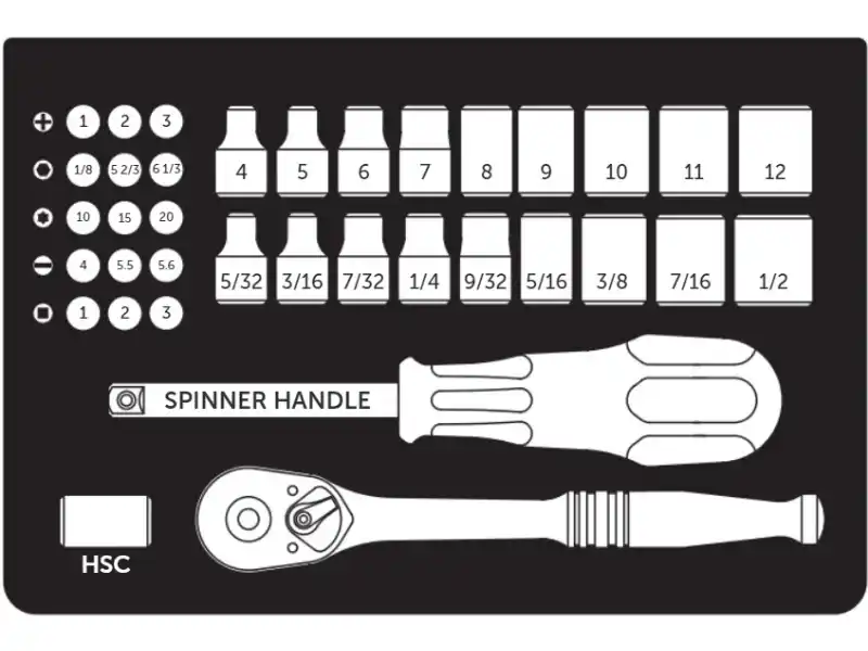 1/4" Dr. 36 pcs Socket Set, Metric/SAE